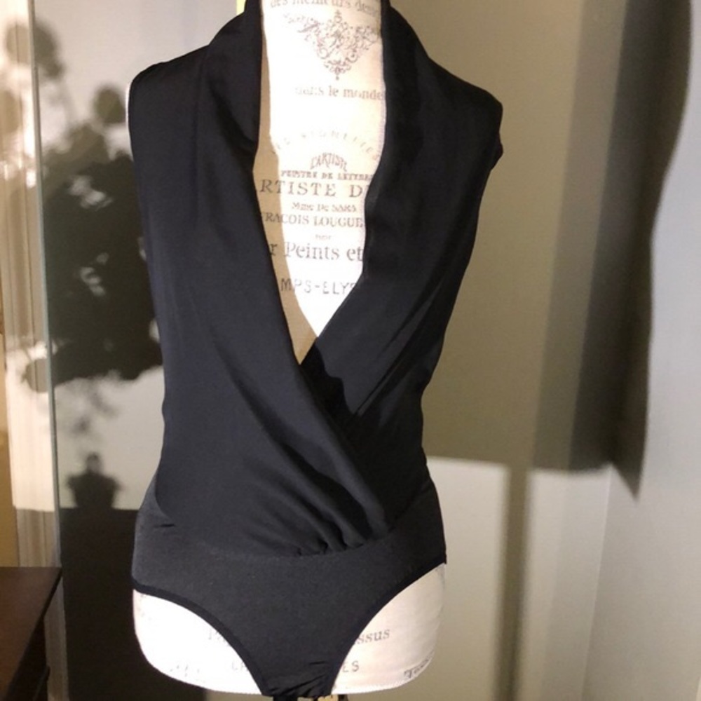NWT Black plunge neck body suit